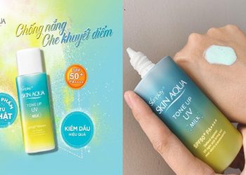 Review sữa chống nắng hiệu chỉnh màu da Skin Aqua Tone Up UV Milk SPF50+ PA++++ Mint Green