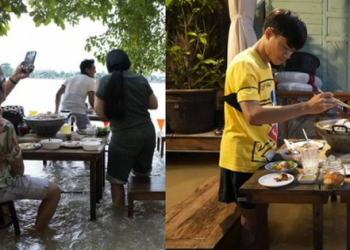 Vừa ăn lẩu vừa lo bị lũ cuốn, bị kích thích tột độ khiến ai cũng muốn được ăn thử ở nhà hàng này một lần