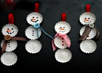 Làm người tuyết handmade từ nắp chai cực kỳ đơn giản