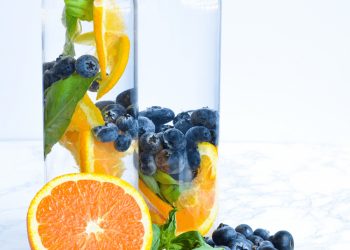 Công thức nước detox với việt quất, cam và basil
