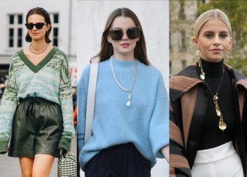Áo len phối dây chuyền kim loại – hot trend mùa cuối năm