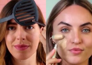 Clip: Dùng xẻng lật trứng, con lăn massage để trang điểm